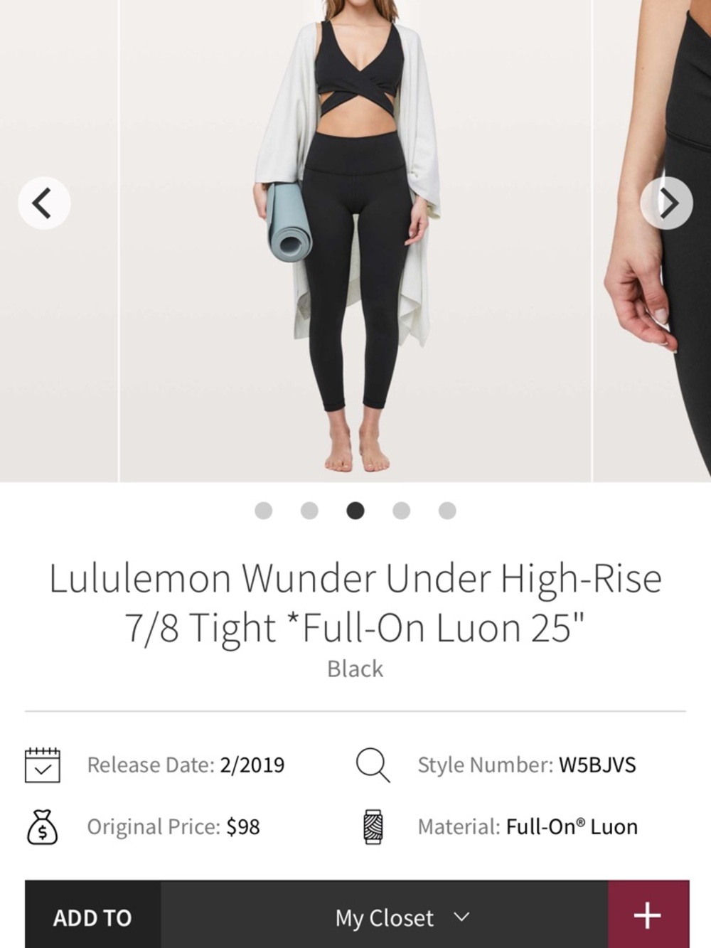 lululemon athletica Wunder Under High-Rise 7/8 Tight in Black